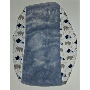 Levtex Baby Changing Pad Cover Soft Fleece Top Blue Gray Bears Mountains